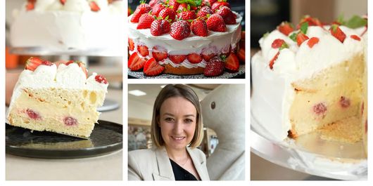 Tort cu cremă de vanilie, inserție de căpșuni și frișcă, desertul pregătit de Roxana Blenche: “Credeți-mă pe cuvânt, este delicios!”