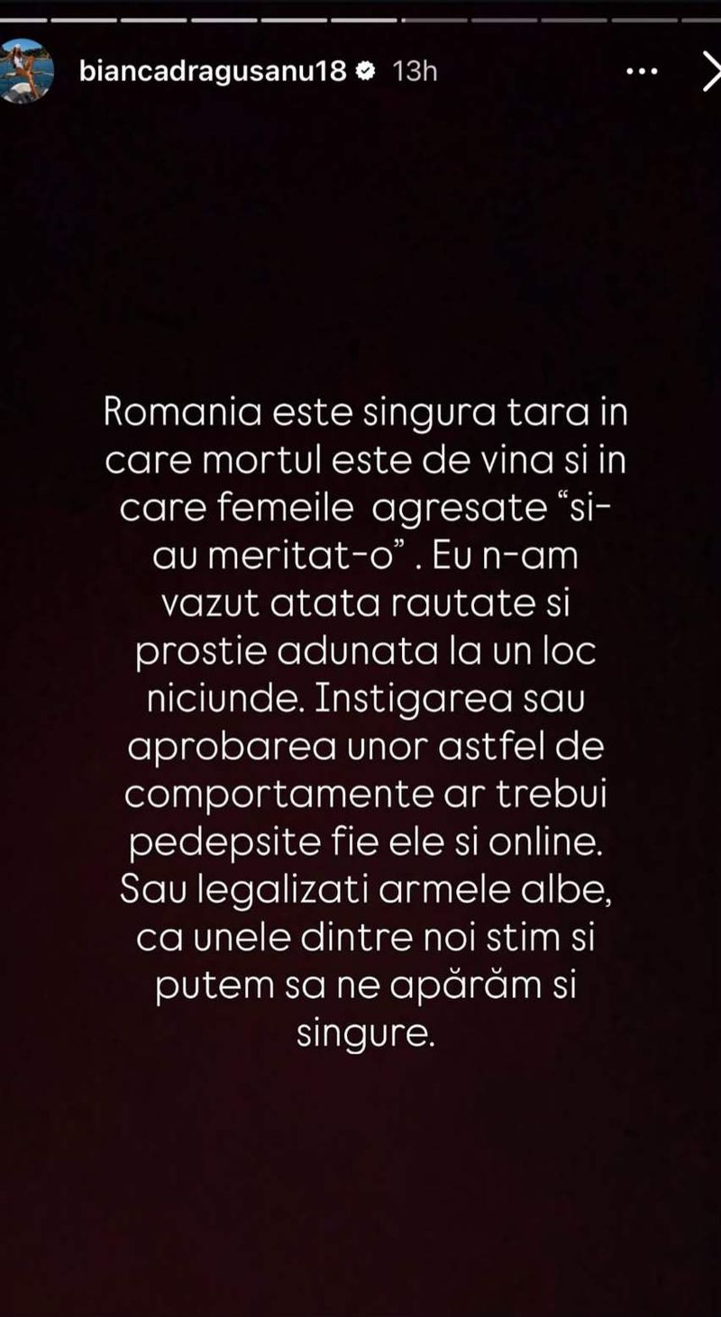 Bianca Drăgușanu mesaj