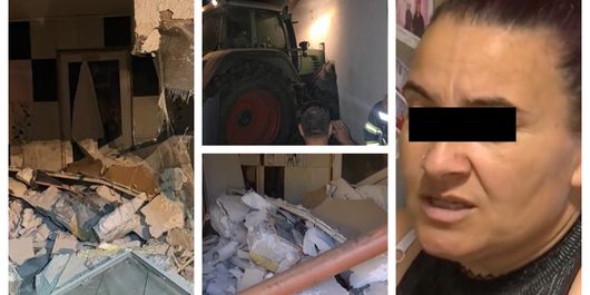 O mamă și copilul ei, la un pas de tragedie în Iași, după ce un tractor a intrat peste ei în casă: “Nu se putea deschide uşa.”