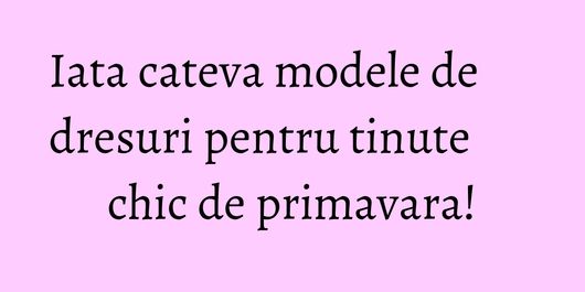 Iata cateva modele de dresuri pentru tinute chic de primavara!