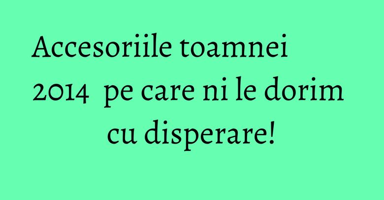 Accesoriile toamnei 2014&nbsp; pe care ni le dorim cu disperare!