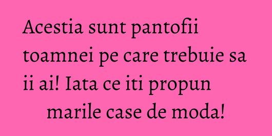 Acestia sunt pantofii toamnei pe care trebuie sa ii ai! Iata ce iti propun marile case de moda!