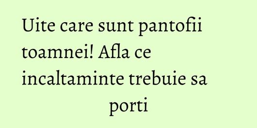 Uite care sunt pantofii toamnei! Afla ce incaltaminte trebuie sa porti