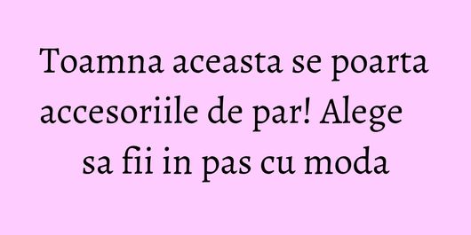 Toamna aceasta se poarta accesoriile de par! Alege sa fii in pas cu moda