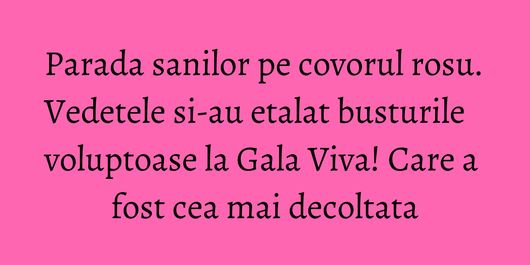 Parada sanilor pe covorul rosu. Vedetele si-au etalat busturile voluptoase la Gala Viva! Care a fost cea mai decoltata