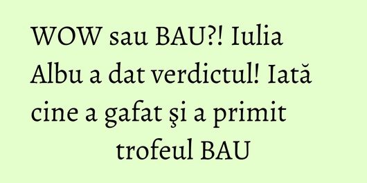 WOW sau BAU?! Iulia Albu a dat verdictul! Iată cine a gafat şi a primit trofeul BAU