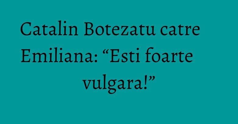 Catalin Botezatu catre Emiliana: &ldquo;Esti foarte vulgara!&rdquo;