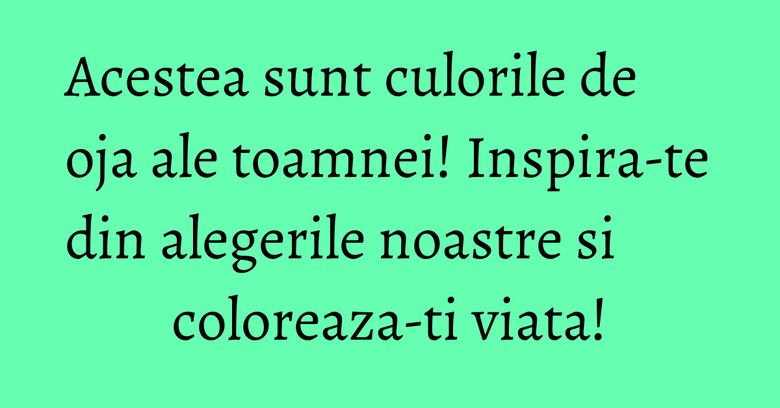 Acestea sunt culorile de oja ale toamnei! Inspira-te din alegerile noastre si coloreaza-ti viata! Acestea sunt culorile de oja ale toamnei! Inspira-te din alegerile noastre si coloreaza-ti viata!