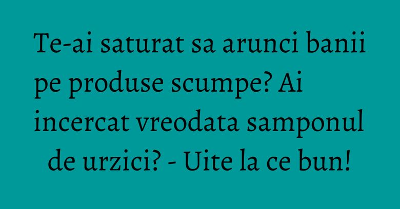 Te-ai saturat sa arunci banii pe produse scumpe? Ai incercat vreodata samponul de urzici? - Uite la ce bun!