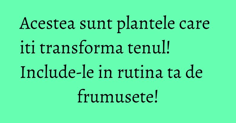 Acestea sunt plantele care iti transforma tenul! Include-le in rutina ta de frumusete! Acestea sunt plantele care iti transforma tenul! Include-le in rutina ta de frumusete!