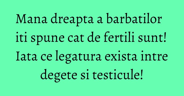 Mana dreapta a barbatilor iti spune cat de fertili sunt! Iata ce legatura exista intre degete si testicule! Mana dreapta a barbatilor iti spune cat de fertili sunt! Iata ce legatura exista intre degete si testicule!