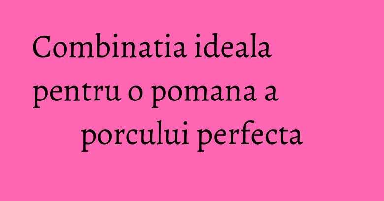 Combinatia ideala pentru o pomana a porcului perfecta Combinatia ideala pentru o pomana a porcului perfecta