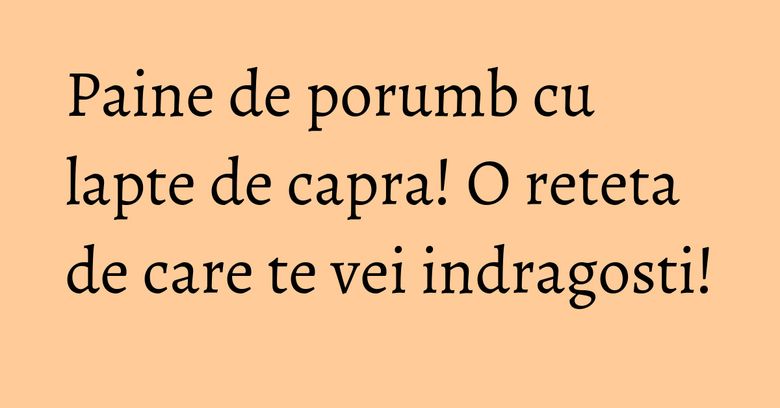 Paine de porumb cu lapte de capra! O reteta de care te vei indragosti! Paine de porumb cu lapte de capra! O reteta de care te vei indragosti!