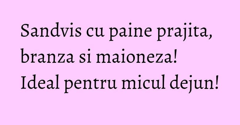 Sandvis cu paine prajita, branza si maioneza! Ideal pentru micul dejun! Sandvis cu paine prajita, branza si maioneza! Ideal pentru micul dejun!