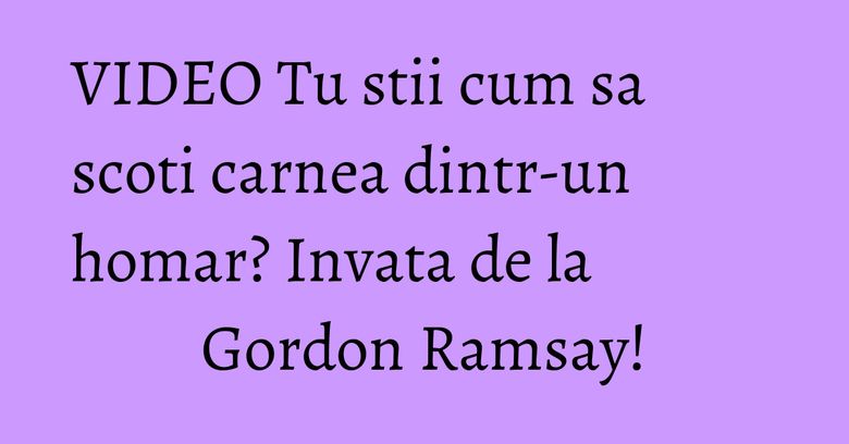 VIDEO Tu stii cum sa scoti carnea dintr-un homar? Invata de la Gordon Ramsay! VIDEO Tu stii cum sa scoti carnea dintr-un homar? Invata de la Gordon Ramsay!