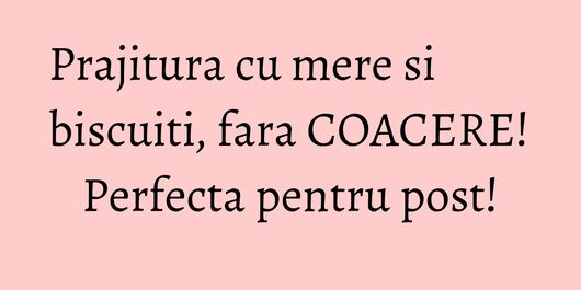 Prajitura cu mere si biscuiti, fara COACERE! Perfecta pentru post!