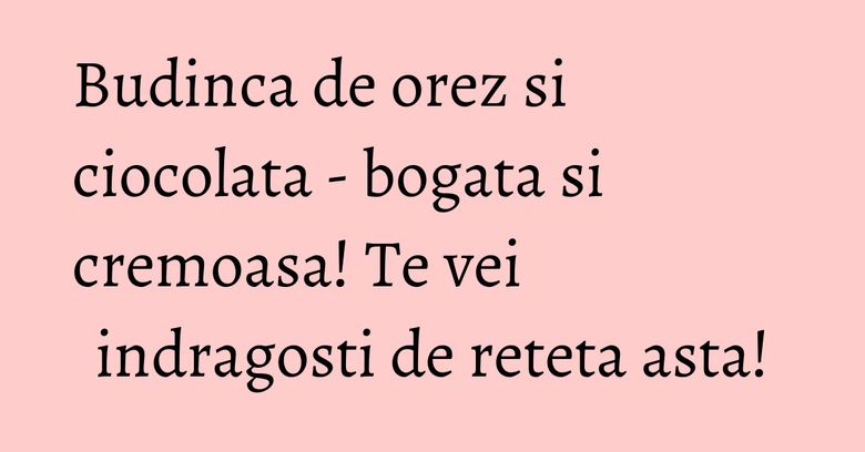 Budinca de orez si ciocolata - bogata si cremoasa! Te vei indragosti de reteta asta!