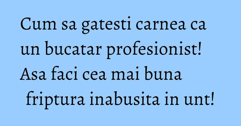 Cum sa gatesti carnea ca un bucatar profesionist! Asa faci cea mai buna friptura inabusita in unt!