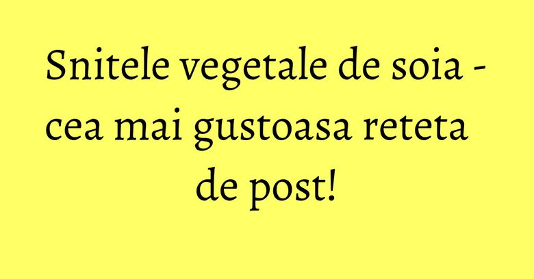 Snitele vegetale de soia - cea mai gustoasa reteta de post! Snitele vegetale de soia - cea mai gustoasa reteta de post!