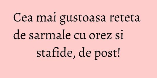 Cea mai gustoasa reteta de sarmale cu orez si stafide, de post!