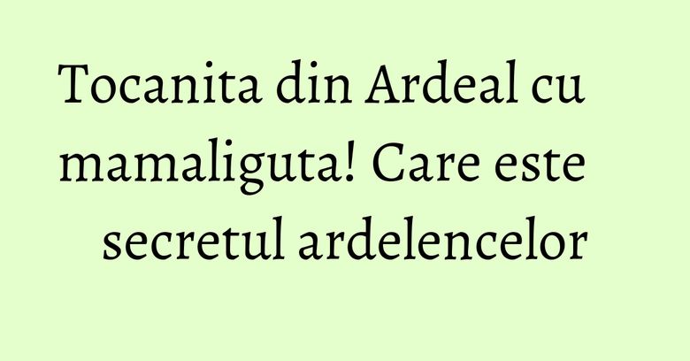 Tocanita din Ardeal cu mamaliguta! Care este secretul ardelencelor Tocanita din Ardeal cu mamaliguta! Care este secretul ardelencelor
