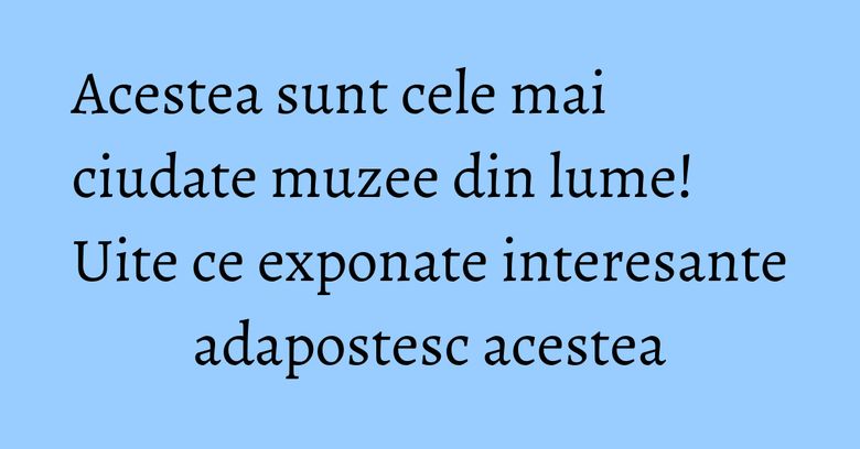 Acestea sunt cele mai ciudate muzee din lume! Uite ce exponate interesante adapostesc acestea