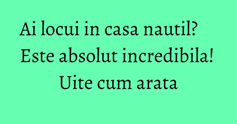 Ai locui in casa nautil? Este absolut incredibila! Uite cum arata Ai locui in casa nautil? Este absolut incredibila! Uite cum arata