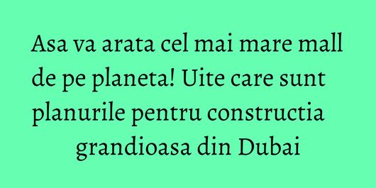 Asa va arata cel mai mare mall de pe planeta! Uite care sunt planurile pentru constructia grandioasa din Dubai