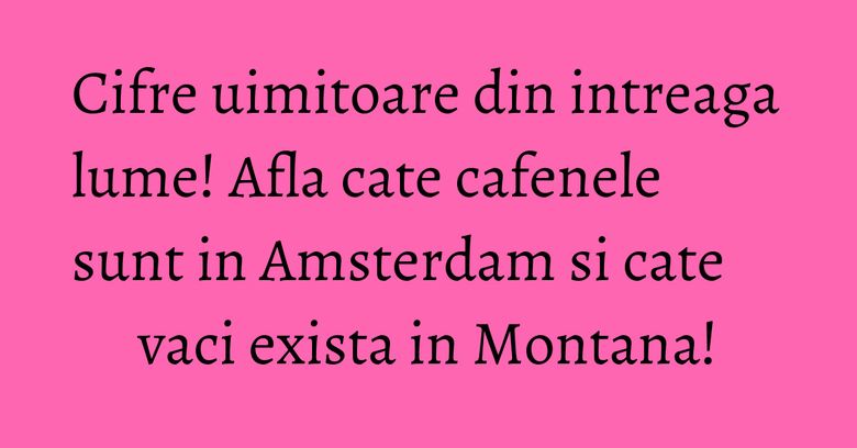 Cifre uimitoare din intreaga lume! Afla cate cafenele sunt in Amsterdam si cate vaci exista in Montana! Cifre uimitoare din intreaga lume! Afla cate cafenele sunt in Amsterdam si cate vaci exista in Montana!