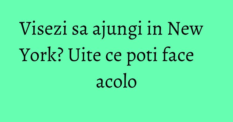 Visezi sa ajungi in New York? Uite ce poti face acolo