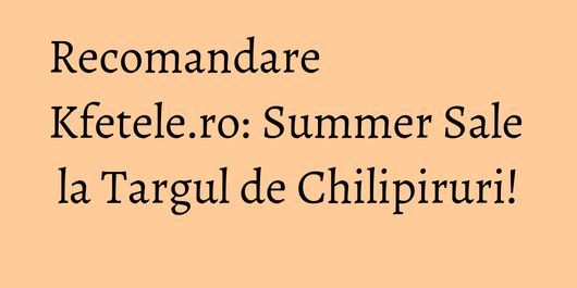 Recomandare Kfetele.ro: Summer Sale la Targul de Chilipiruri!