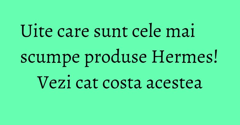 Uite care sunt cele mai scumpe produse Hermes! Vezi cat costa acestea Uite care sunt cele mai scumpe produse Hermes! Vezi cat costa acestea