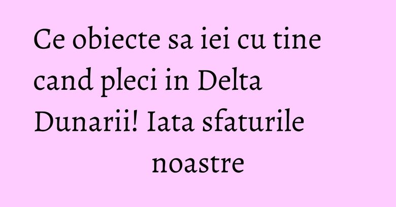Ce obiecte sa iei cu tine cand pleci in Delta Dunarii! Iata sfaturile noastre Ce obiecte sa iei cu tine cand pleci in Delta Dunarii! Iata sfaturile noastre
