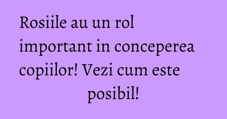 Rosiile au un rol important in conceperea copiilor! Vezi cum este posibil! Rosiile au un rol important in conceperea copiilor! Vezi cum este posibil!