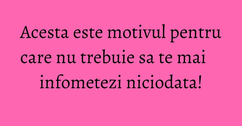 Acesta este motivul pentru care nu trebuie sa te mai infometezi niciodata!