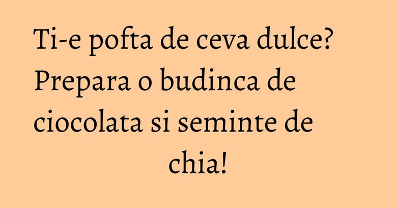 Ti-e pofta de ceva dulce? Prepara o budinca de ciocolata si seminte de chia! Ti-e pofta de ceva dulce? Prepara o budinca de ciocolata si seminte de chia!
