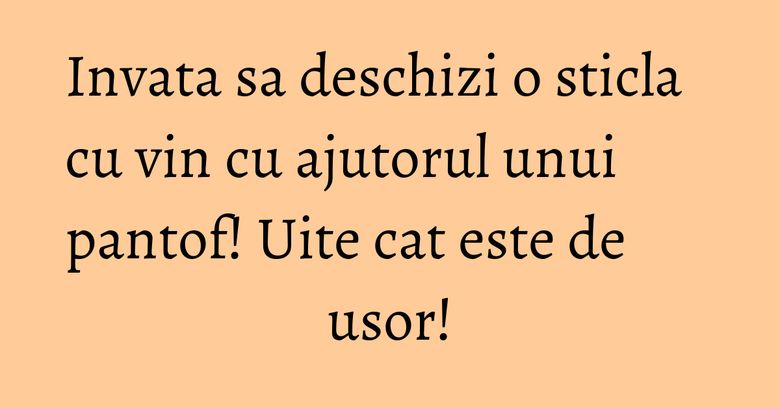 Invata sa deschizi o sticla cu vin cu ajutorul unui pantof! Uite cat este de usor! Invata sa deschizi o sticla cu vin cu ajutorul unui pantof! Uite cat este de usor!