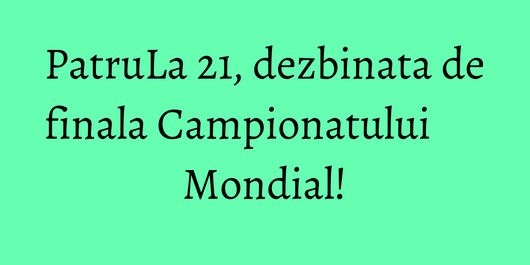 PatruLa 21, dezbinata de finala Campionatului Mondial!