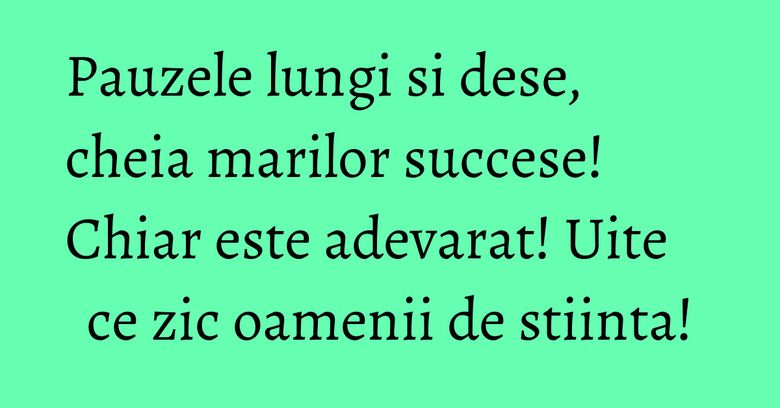 Pauzele lungi si dese, cheia marilor succese! Chiar este adevarat! Uite ce zic oamenii de stiinta! Pauzele lungi si dese, cheia marilor succese! Chiar este adevarat! Uite ce zic oamenii de stiinta!