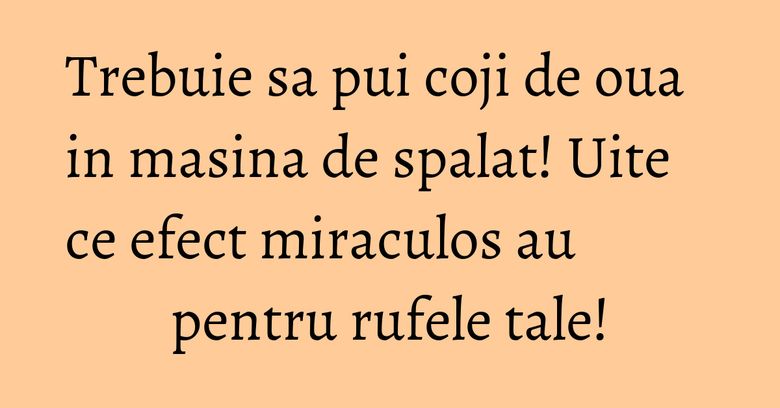 Trebuie sa pui coji de oua in masina de spalat! Uite ce efect miraculos au pentru rufele tale! Trebuie sa pui coji de oua in masina de spalat! Uite ce efect miraculos au pentru rufele tale!