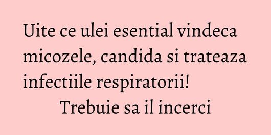 Uite ce ulei esential vindeca micozele, candida si trateaza infectiile respiratorii! Trebuie sa il incerci