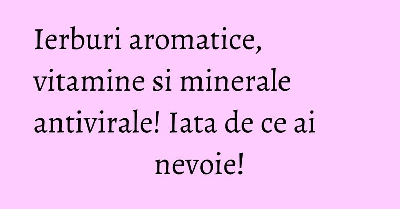 Ierburi aromatice, vitamine si minerale antivirale! Iata de ce ai nevoie! Ierburi aromatice, vitamine si minerale antivirale! Iata de ce ai nevoie!