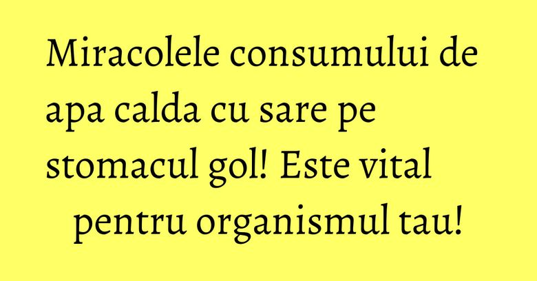 Miracolele consumului de apa calda cu sare pe stomacul gol! Este vital pentru organismul tau! Miracolele consumului de apa calda cu sare pe stomacul gol! Este vital pentru organismul tau!