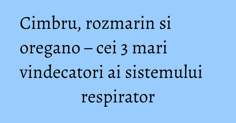 Cimbru, rozmarin si oregano – cei 3 mari vindecatori ai sistemului respirator Cimbru, rozmarin si oregano – cei 3 mari vindecatori ai sistemului respirator