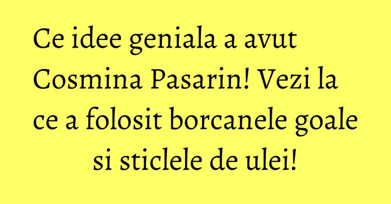 Ce idee geniala a avut Cosmina Pasarin! Vezi la ce a folosit borcanele goale si sticlele de ulei! Ce idee geniala a avut Cosmina Pasarin! Vezi la ce a folosit borcanele goale si sticlele de ulei!