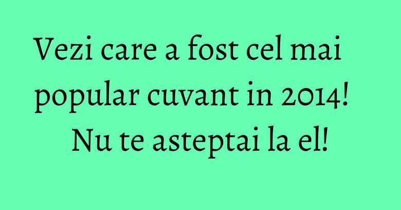 Vezi care a fost cel mai popular cuvant in 2014! Nu te asteptai la el! Vezi care a fost cel mai popular cuvant in 2014! Nu te asteptai la el!