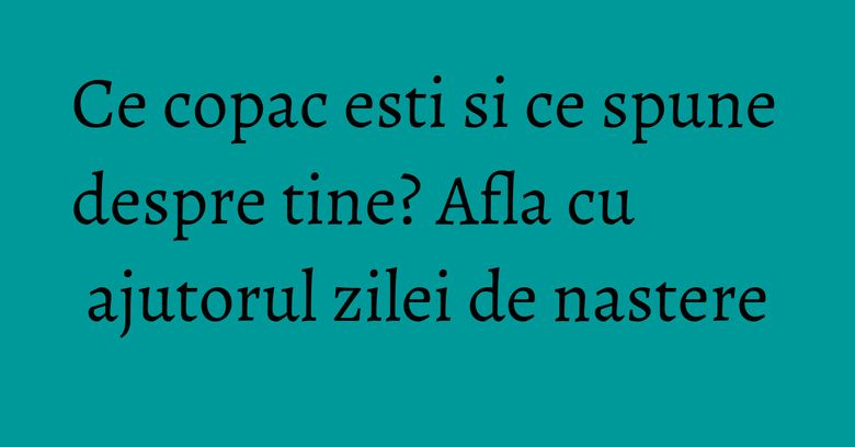 Ce copac esti si ce spune despre tine? Afla cu ajutorul zilei de nastere Ce copac esti si ce spune despre tine? Afla cu ajutorul zilei de nastere