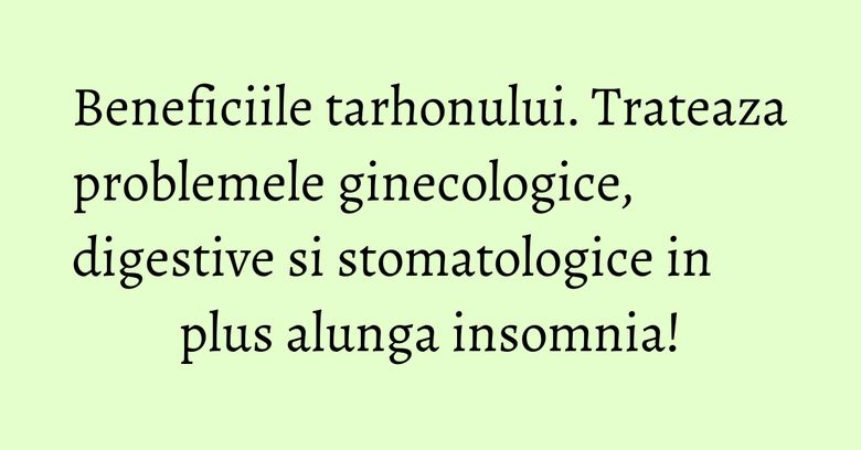 Beneficiile tarhonului. Trateaza problemele ginecologice, digestive si stomatologice in plus alunga insomnia! Beneficiile tarhonului. Trateaza problemele ginecologice, digestive si stomatologice in plus alunga insomnia!