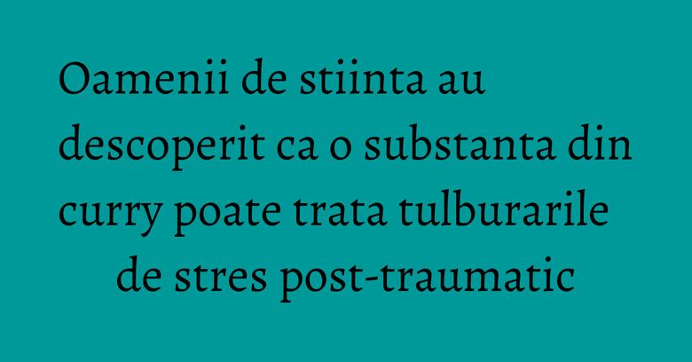 Oamenii de stiinta au descoperit ca o substanta din curry poate trata tulburarile de stres post-traumatic Oamenii de stiinta au descoperit ca o substanta din curry poate trata tulburarile de stres post-traumatic