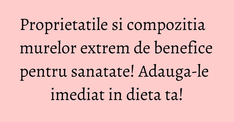 Proprietatile si compozitia murelor extrem de benefice pentru sanatate! Adauga-le imediat in dieta ta! Proprietatile si compozitia murelor extrem de benefice pentru sanatate! Adauga-le imediat in dieta ta!